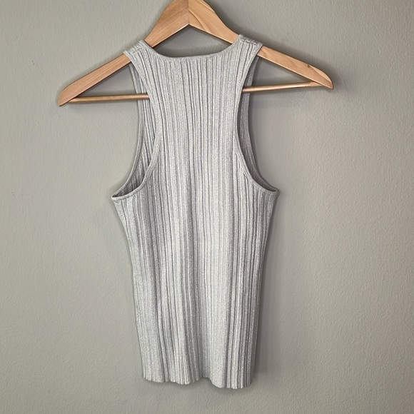 Madewell Lurex Phoebe Snowy Cutaway Tank in Light Gray Shimmer NWT! - Picture 5 of 7